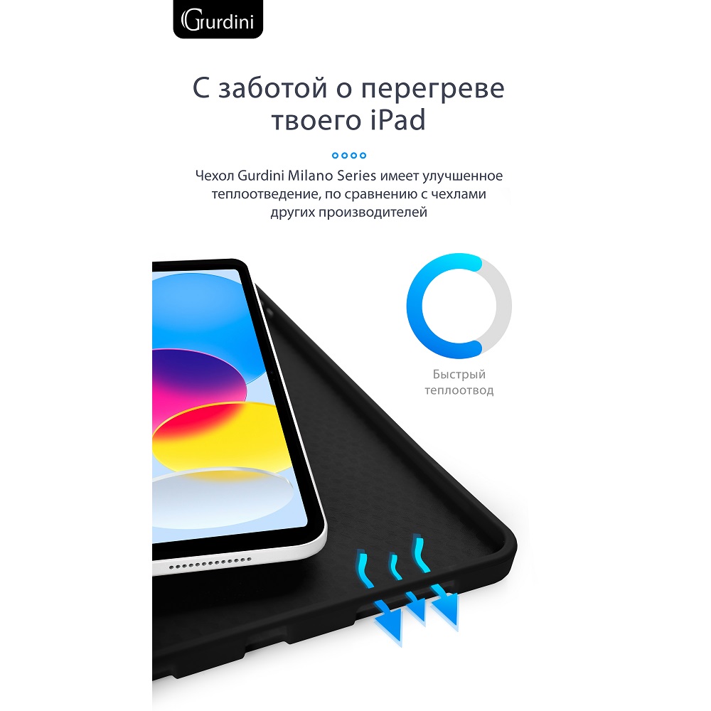 Чехол-книжка Gurdini Milano Series (pen slot) для iPad 10.9 (2022) Black