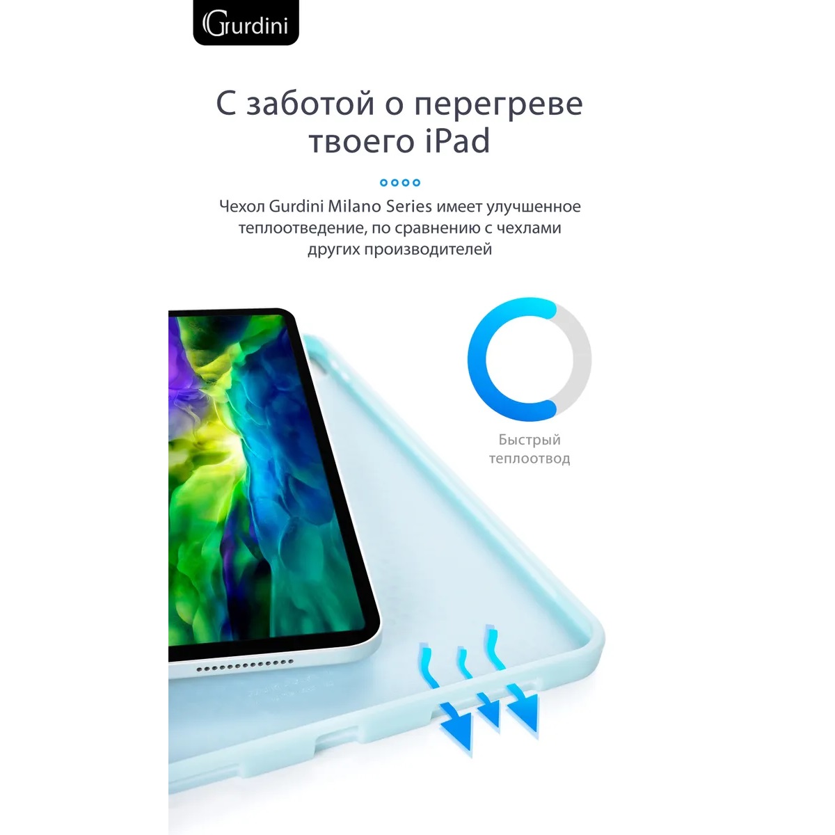 Чехол-книжка Gurdini Milano Series (pen slot) для iPad Pro 11 Cloud Blue