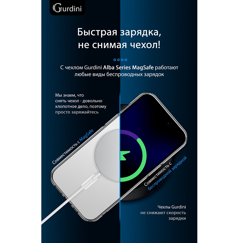 Чехол Gurdini Alba Series with Magsafe Clear для iPhone 14 Pro