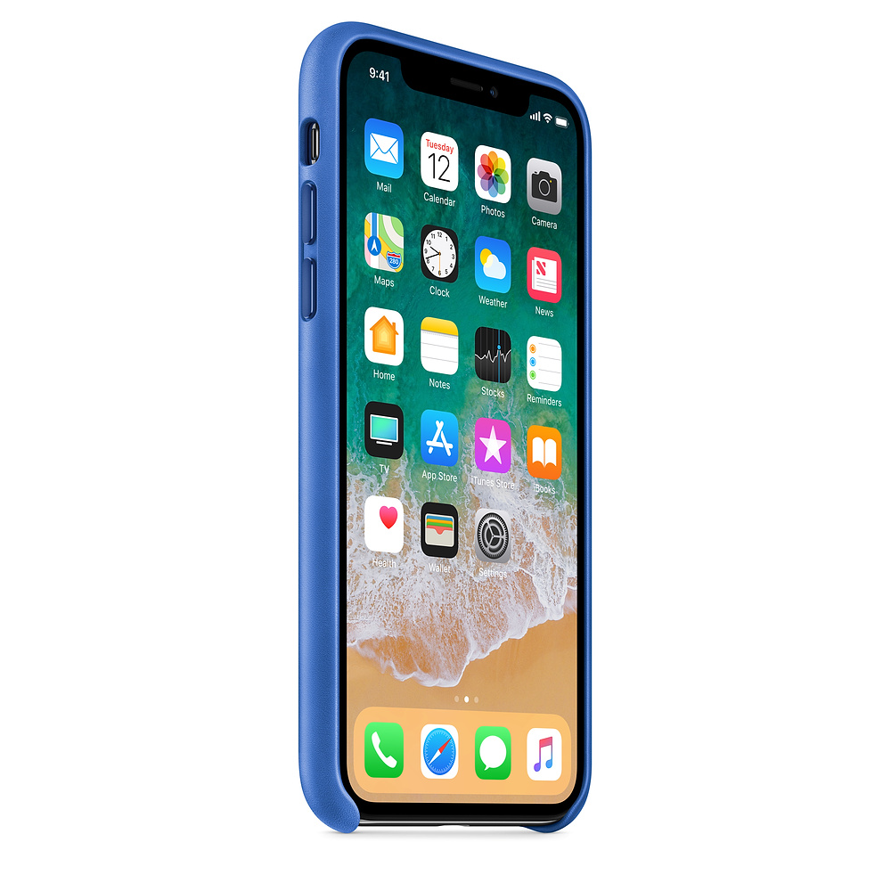 Кожаный чехол Apple iPhone X Leather Case - Electric Blue (MRGG2ZM/A)