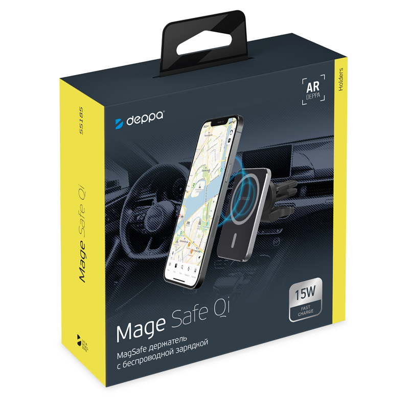 Автомобильный держатель Deppa Mage Safe Qi (55185)