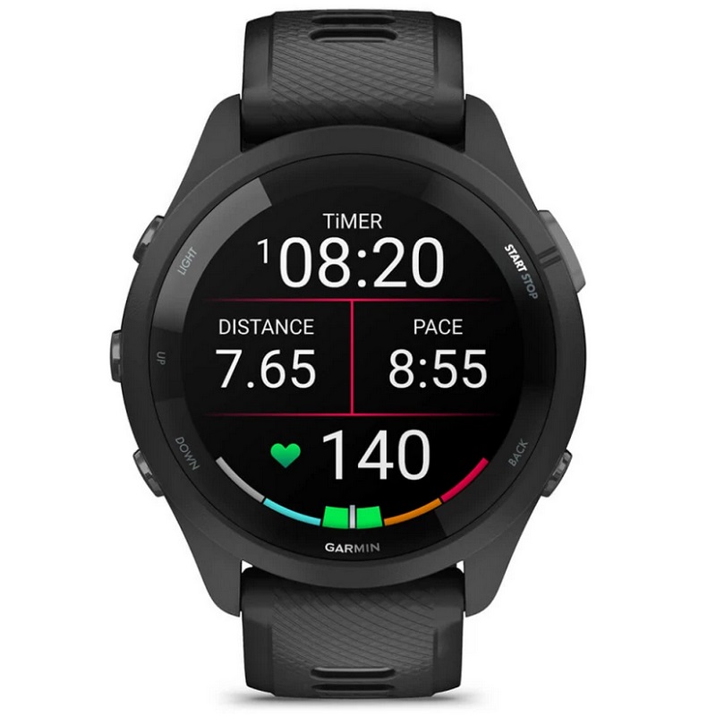 Умные часы Garmin Forerunner 265 Black Bezel and Case with Black/Powder Gray Silicone Band (010-02810-10)