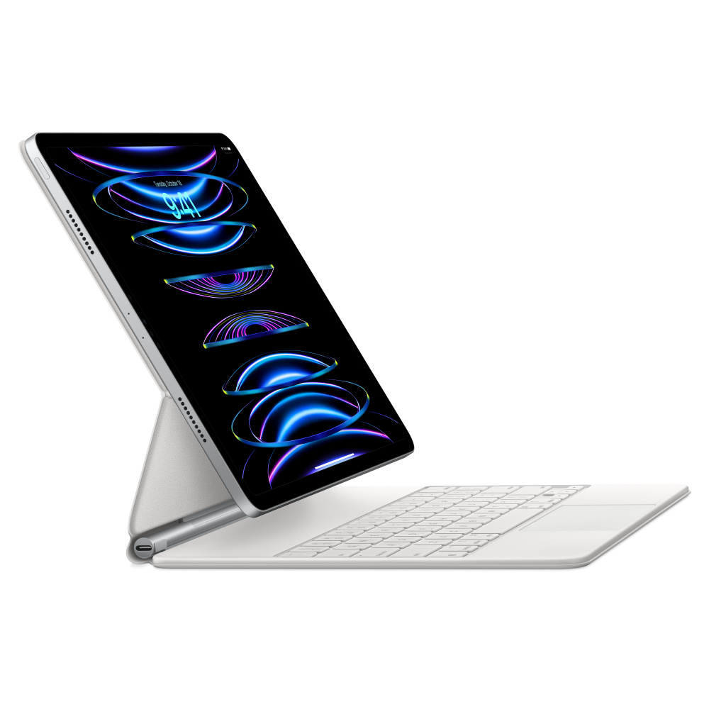 Чехол-клавиатура Apple Magic Keyboard для iPad Pro 12.9 (2020-2022)/Air 13 (2024) White (MJQL3) кириллица (лазерная гравировка) + QWERTY