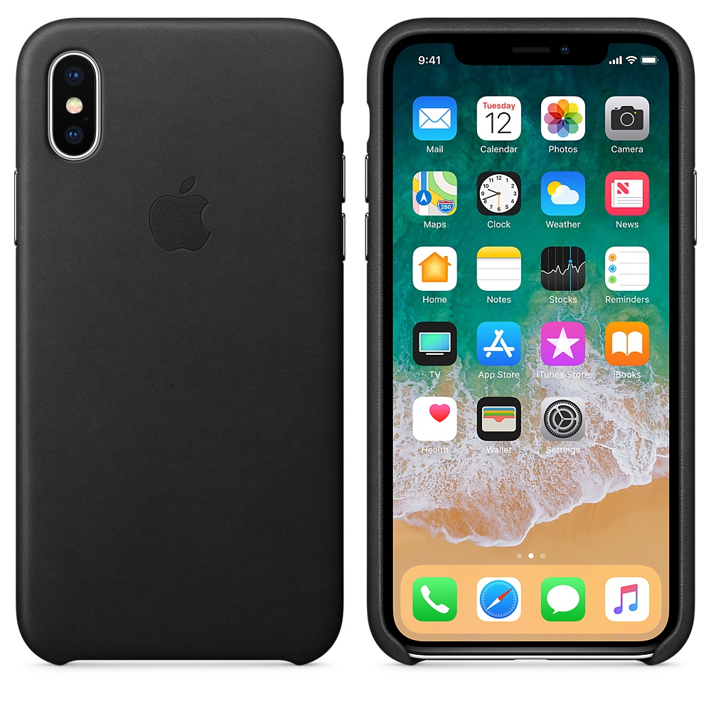 Кожаный чехол Apple iPhone X Leather Case - Black (MQTD2ZM/A) для iPhone X